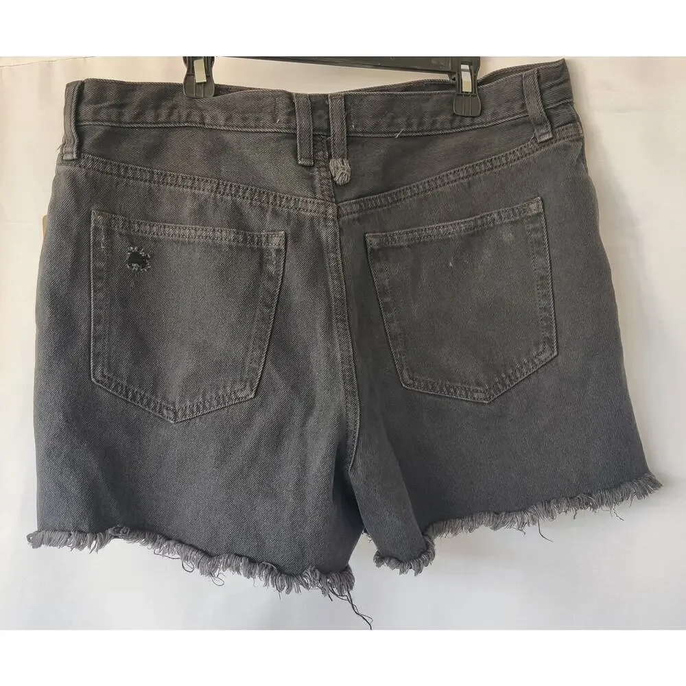 We The Free People Makai Cutoff Jean Shorts Washed Black Size 31 Button Fly - Picture 4 of 7
